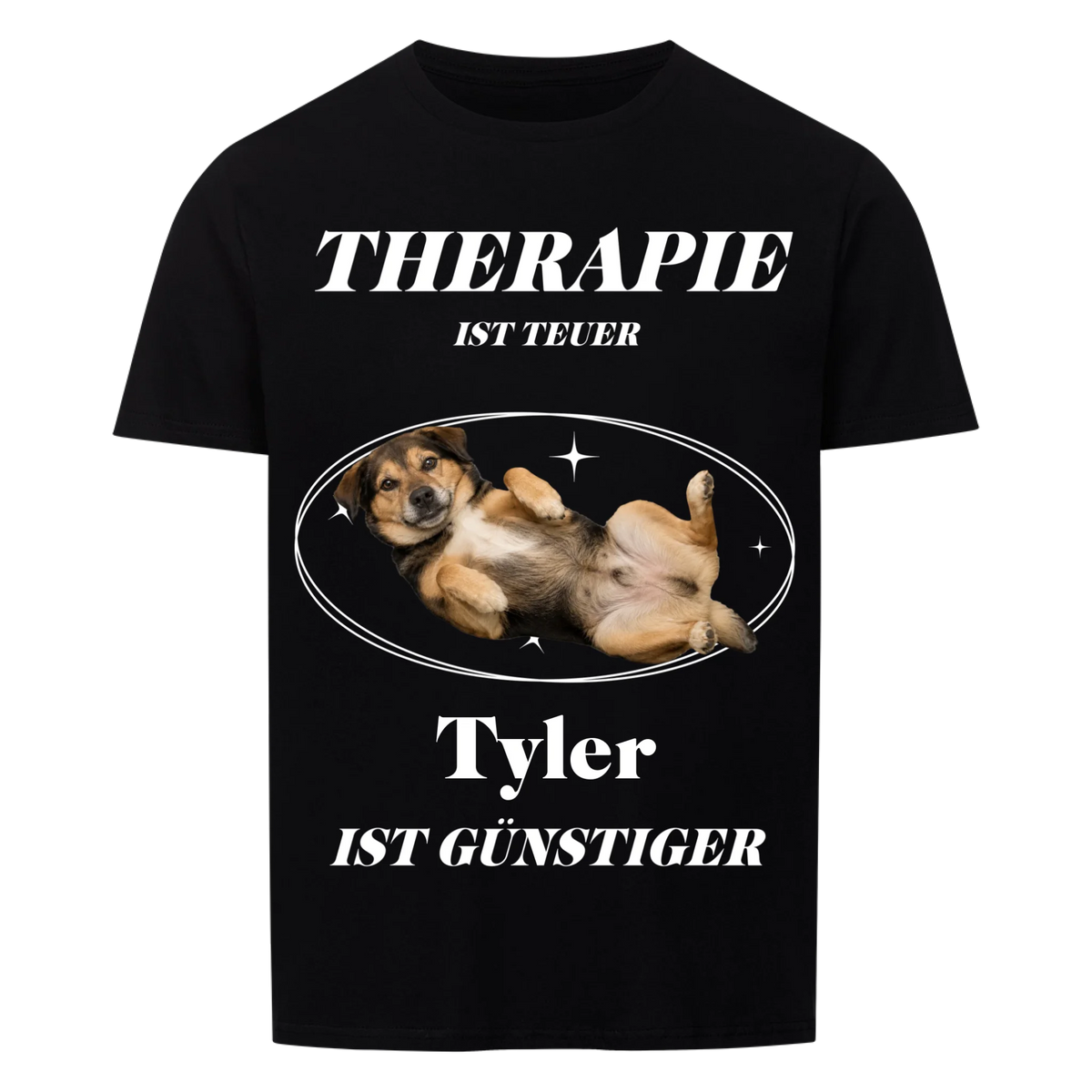 Therapie ist teuer Hunde-T-Shirt personalisiert – Farbvariante
