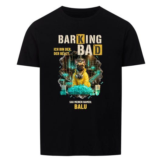 Schwarzes T-Shirt mit Barking-Bad-Wuestendruck und deinem Haustier